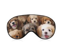 Cute Dogs Sleep Mask for Women Men, Soft Eye Mask with Adjustable Strap for Sleeping, Light Blocking Travel Blindfold for Nap Comfortable Eye Cover for Home Office