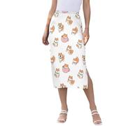 Cute Dogs Women Flowy Stretch Skirts Midi Length Beach Double Split Skirt, Cute Dogs, XXL