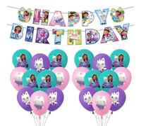 Cute Doll Birthday Decorations, 1Pcs Happy Birthday Banner and 18Pcs Balloons, Party Latex Balloons For Kids Girls Party Decoration Supplies