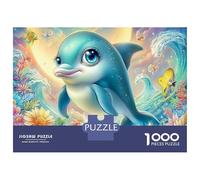 Cute Dolphin 1000 Piece Reefs Sturdy Cardboard Classic Jigsaw Puzzle for Adults Kids Impossible Hard Game Decompression Wall Decoration 52x38cm/1000pcs
