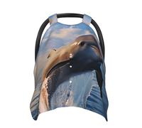 Cute Dolphin Baby Car Seat Canopy Cover, Multi Use Breathable Nursing Breastfeeding Covers for Mom Soft Stroller Sun Shade Newborn Shower Gift