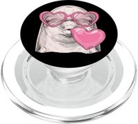 Cute Dolphin Blowing Pink Valentine Heart Bubble Gum PopSockets PopGrip for MagSafe