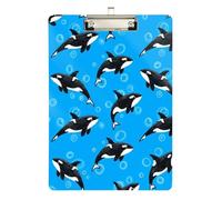 Cute Dolphin Blue Clipboard Cute Clipboard Standard A4 Letter Size Clipboards, 12.5 x 9 Inches Silver Clip