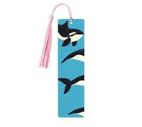 Cute Dolphin Bookmark Sea Whale Coral Wooden Bookmark with Tassel Book Mark for Women Men Reading Page Markers Gifts for Book Lovers