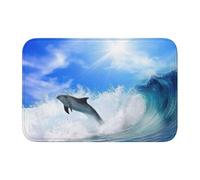 Cute Dolphin Crystal Velvet Lock Edge Floor Mat 40x60, Non Slip, Easy To Clean, Comfortable Foot Feel