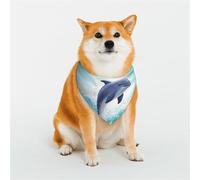 Cute Dolphin Dog Bandanas Small Adjustable Dog Scarf Triangle Bibs Double Reversible Kerchief Scarf Washable Daily Handkerchief for Medium Large Dog Puppy Cat Gift
