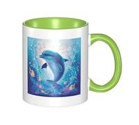 Cute Dolphin Dual Color Ceramic Coffee Mug 330ml - Classic Tea Cup, Gift Mug, Microwave Safe, Office and Home Drinkware