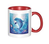 Cute Dolphin Dual Color Ceramic Coffee Mug 330ml - Classic Tea Cup, Gift Mug, Microwave Safe, Office and Home Drinkware