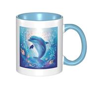 Cute Dolphin Dual Color Ceramic Coffee Mug 330ml - Classic Tea Cup, Gift Mug, Microwave Safe, Office and Home Drinkware