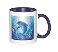 Cute Dolphin Dual Color Ceramic Coffee Mug 330ml - Classic Tea Cup, Gift Mug, Microwave Safe, Office and Home Drinkware