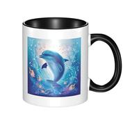 Cute Dolphin Dual Color Ceramic Coffee Mug 330ml - Classic Tea Cup, Gift Mug, Microwave Safe, Office and Home Drinkware
