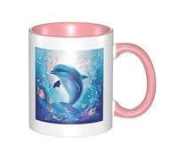 Cute Dolphin Dual Color Ceramic Coffee Mug 330ml - Classic Tea Cup, Gift Mug, Microwave Safe, Office and Home Drinkware