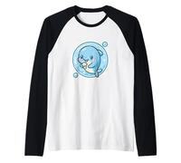 Cute Dolphin Ice Cream Bubble Circle Raglan Baseball Tee