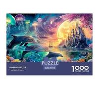 Cute Dolphin Jigsaw Puzzles for Adult Challenging Puzzle Games Difficult Challenges 1000 Piece Difficult Hard Jigsaw Puzzles for Man And Woman with Letters on Back 70x50cm/1000pcs