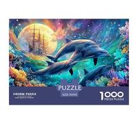 Cute Dolphin Jigsaw Puzzles for Adult Challenging Puzzle Games The Impossible Challenge 1000 Piece Difficult Hard Jigsaw Puzzles for Man And Woman with Letters on Back 70x50cm/1000pcs