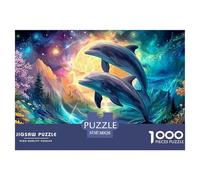 Cute Dolphin Jigsaw Puzzles for Adult Challenging Puzzle Games The Impossible Challenge 1000 Piece Difficult Hard Jigsaw Puzzles for Man And Woman with Letters on Back 38x26cm/1000pcs