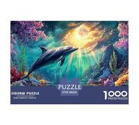 Cute Dolphin Jigsaw Puzzles for Adult Challenging Puzzle Games The Impossible Challenge 1000 Pieces Difficult Hard Jigsaw Puzzles for Man And Woman with Letters on Back 38x26cm/1000pcs