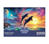 Cute Dolphin Jigsaw Puzzles for Adult Challenging Puzzle Games The Impossible Challenge 1000 Pieces Difficult Hard Jigsaw Puzzles for Man And Woman with Letters on Back 38x26cm/1000pcs
