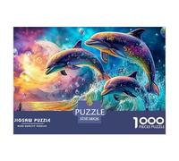 Cute Dolphin Jigsaw Puzzles for Adult Challenging Puzzle Games The Impossible Challenge 1000 Pieces Difficult Hard Jigsaw Puzzles for Man And Woman with Letters on Back 38x26cm/1000pcs