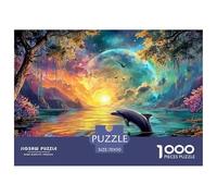 Cute Dolphin Jigsaw Puzzles for Adult Challenging Puzzles Difficult Challenges 1000 Pieces Difficult Hard Jigsaw Puzzles for Man And Woman with Letters on Back 70x50cm/1000pcs
