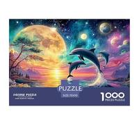 Cute Dolphin Jigsaw Puzzles for Adult Challenging Puzzles Difficult Challenges 1000 Pieces Difficult Hard Jigsaw Puzzles for Man And Woman with Letters on Back 70x50cm/1000pcs