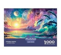 Cute Dolphin Jigsaw Puzzles for Adult Challenging Puzzles The Impossible Challenge 1000 Pieces Difficult Hard Jigsaw Puzzles for Man And Woman with Letters on Back 70x50cm/1000pcs