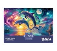 Cute Dolphin Jigsaw Puzzles for Adult Challenging Puzzles The Impossible Challenge 1000 Pieces Difficult Hard Jigsaw Puzzles for Man And Woman with Letters on Back 70x50cm/1000pcs