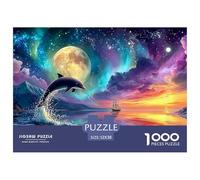 Cute Dolphin Jigsaw Puzzles for Adult Challenging Puzzles The Impossible Challenge 1000 Pieces Difficult Hard Jigsaw Puzzles for Man And Woman with Letters on Back 52x38cm/1000pcs