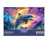 Cute Dolphin Jigsaw Puzzles for Adult Challenging Puzzles The Impossible Challenge 1000 Pieces Difficult Hard Jigsaw Puzzles for Man And Woman with Letters on Back 38x26cm/1000pcs