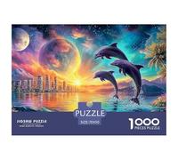 Cute Dolphin Jigsaw Puzzles for Adult Difficult Challenges 1000 Piece Difficult Hard Jigsaw Puzzles for Man And Woman with Letters on Back 70x50cm/1000pcs