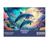 Cute Dolphin Jigsaw Puzzles for Adult Difficult Challenges 1000 Pieces Difficult Hard Jigsaw Puzzles for Man And Woman with Letters on Back 38x26cm/1000pcs