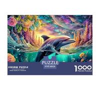 Cute Dolphin Jigsaw Puzzles for Adult Educational Game Difficult Challenges 1000 Piece Difficult Hard Jigsaw Puzzles for Man And Woman with Letters on Back 38x26cm/1000pcs