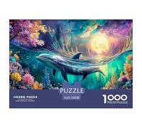 Cute Dolphin Jigsaw Puzzles for Adult The Impossible Challenge 1000 Piece Difficult Hard Jigsaw Puzzles for Man And Woman with Letters on Back 52x38cm/1000pcs