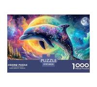 Cute Dolphin Jigsaw Puzzles for Adult The Impossible Challenge 1000 Piece Difficult Hard Jigsaw Puzzles for Man And Woman with Letters on Back 38x26cm/1000pcs