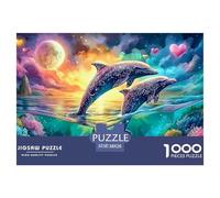 Cute Dolphin Jigsaw Puzzles for Adult The Impossible Challenge 1000 Piece Difficult Hard Jigsaw Puzzles for Man And Woman with Letters on Back 38x26cm/1000pcs