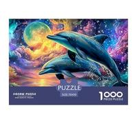 Cute Dolphin Jigsaw Puzzles for Adult The Impossible Challenge 1000 Pieces Difficult Hard Jigsaw Puzzles for Man And Woman with Letters on Back 70x50cm/1000pcs