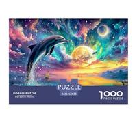 Cute Dolphin Jigsaw Puzzles for Adult The Impossible Challenge 1000 Pieces Difficult Hard Jigsaw Puzzles for Man And Woman with Letters on Back 52x38cm/1000pcs