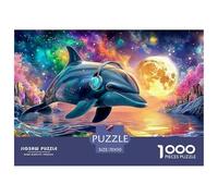 Cute Dolphin Jigsaw Puzzles for Adult The Impossible Challenge 1000 Pieces Difficult Hard Jigsaw Puzzles for Man And Woman with Letters on Back 70x50cm/1000pcs
