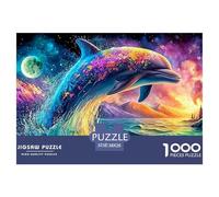 Cute Dolphin Jigsaw Puzzles for Adult The Impossible Challenge 1000 Pieces Difficult Hard Jigsaw Puzzles for Man And Woman with Letters on Back 38x26cm/1000pcs