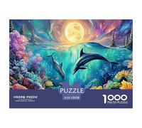 Cute Dolphin Jigsaw Puzzles for Adults Challenging Puzzle Games Difficult Challenges 1000 Piece Difficult Hard Jigsaw Puzzles for Man And Woman with Letters on Back 52x38cm/1000pcs