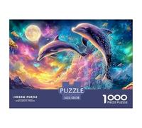 Cute Dolphin Jigsaw Puzzles for Adults Challenging Puzzle Games The Impossible Challenge 1000 Piece Difficult Hard Jigsaw Puzzles for Man And Woman with Letters on Back 52x38cm/1000pcs