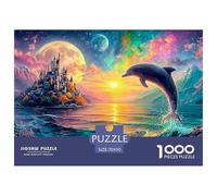 Cute Dolphin Jigsaw Puzzles for Adults Challenging Puzzle Games The Impossible Challenge 1000 Pieces Difficult Hard Jigsaw Puzzles for Man And Woman with Letters on Back 70x50cm/1000pcs