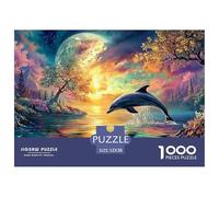 Cute Dolphin Jigsaw Puzzles for Adults Challenging Puzzle Games The Impossible Challenge 1000 Pieces Difficult Hard Jigsaw Puzzles for Man And Woman with Letters on Back 52x38cm/1000pcs