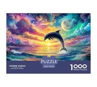 Cute Dolphin Jigsaw Puzzles for Adults Challenging Puzzle Games The Impossible Challenge 1000 Pieces Difficult Hard Jigsaw Puzzles for Man And Woman with Letters on Back 70x50cm/1000pcs