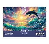 Cute Dolphin Jigsaw Puzzles for Adults Challenging Puzzle Games The Impossible Challenge 1000 Pieces Difficult Hard Jigsaw Puzzles for Man And Woman with Letters on Back 70x50cm/1000pcs