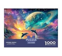 Cute Dolphin Jigsaw Puzzles for Adults Challenging Puzzles Difficult Challenges 1000 Piece Difficult Hard Jigsaw Puzzles for Man And Woman with Letters on Back 52x38cm/1000pcs