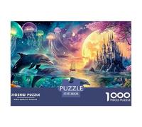 Cute Dolphin Jigsaw Puzzles for Adults Challenging Puzzles The Impossible Challenge 1000 Pieces Difficult Hard Jigsaw Puzzles for Man And Woman with Letters on Back 38x26cm/1000pcs
