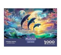 Cute Dolphin Jigsaw Puzzles for Adults Difficult Challenges 1000 Piece Difficult Hard Jigsaw Puzzles for Man And Woman with Letters on Back 70x50cm/1000pcs