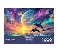 Cute Dolphin Jigsaw Puzzles for Adults Difficult Challenges 1000 Pieces Difficult Hard Jigsaw Puzzles for Man And Woman with Letters on Back 70x50cm/1000pcs