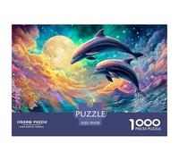 Cute Dolphin Jigsaw Puzzles for Adults Educational Game Difficult Challenges 1000 Piece Difficult Hard Jigsaw Puzzles for Man And Woman with Letters on Back 70x50cm/1000pcs